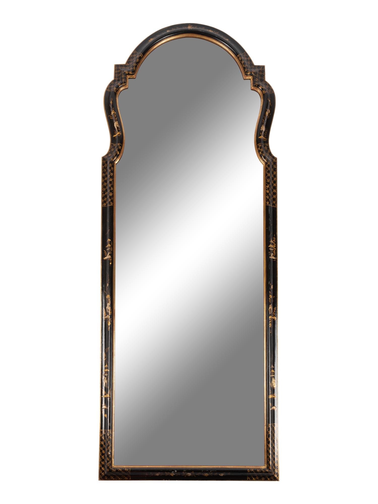 A Pair of Georgian Style Japanned Pier Mirrors