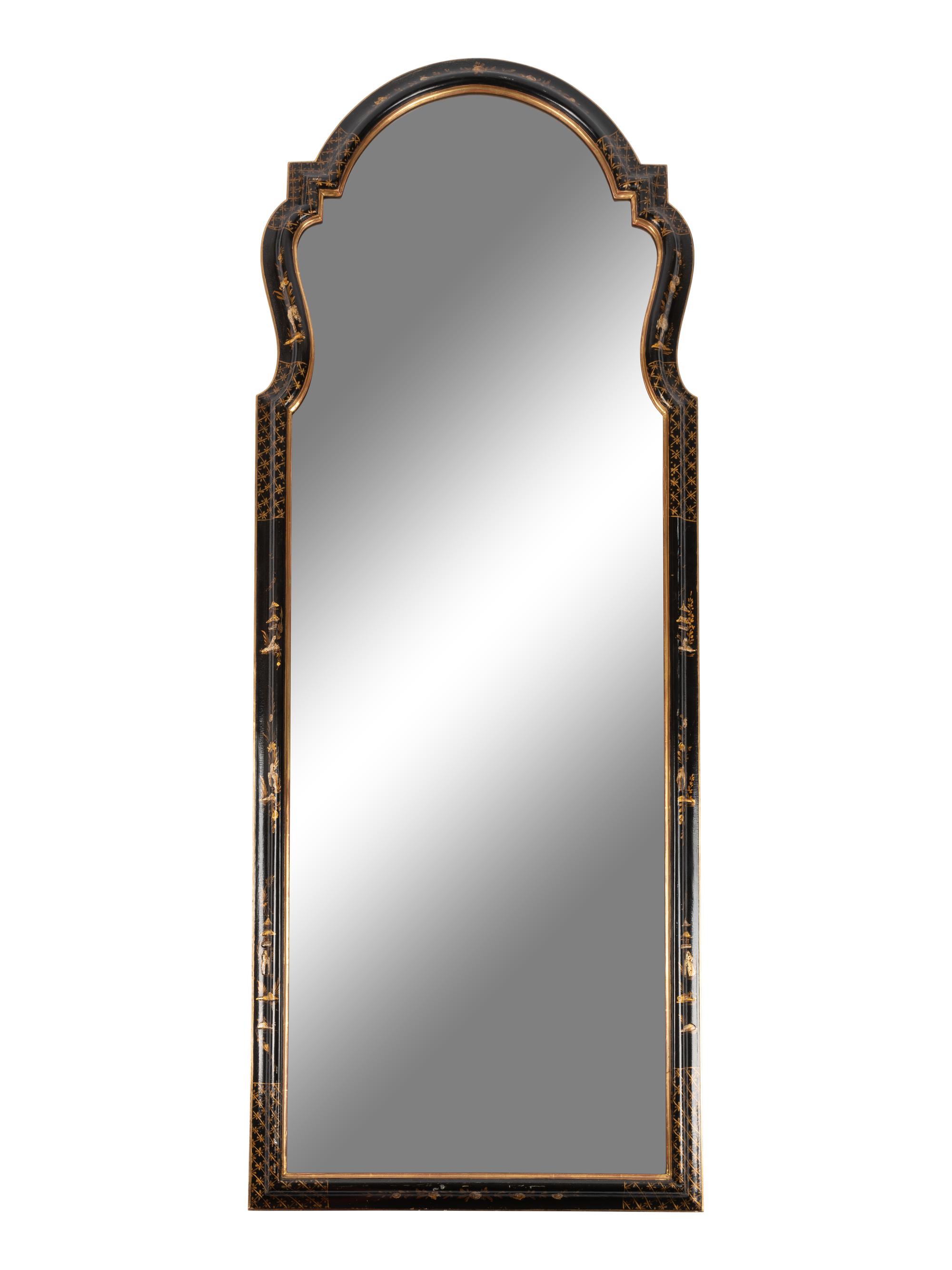 A Pair of Georgian Style Japanned Pier Mirrors