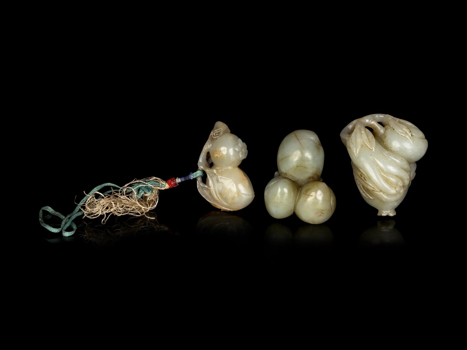 Three Chinese Jade Carvings of Fruits