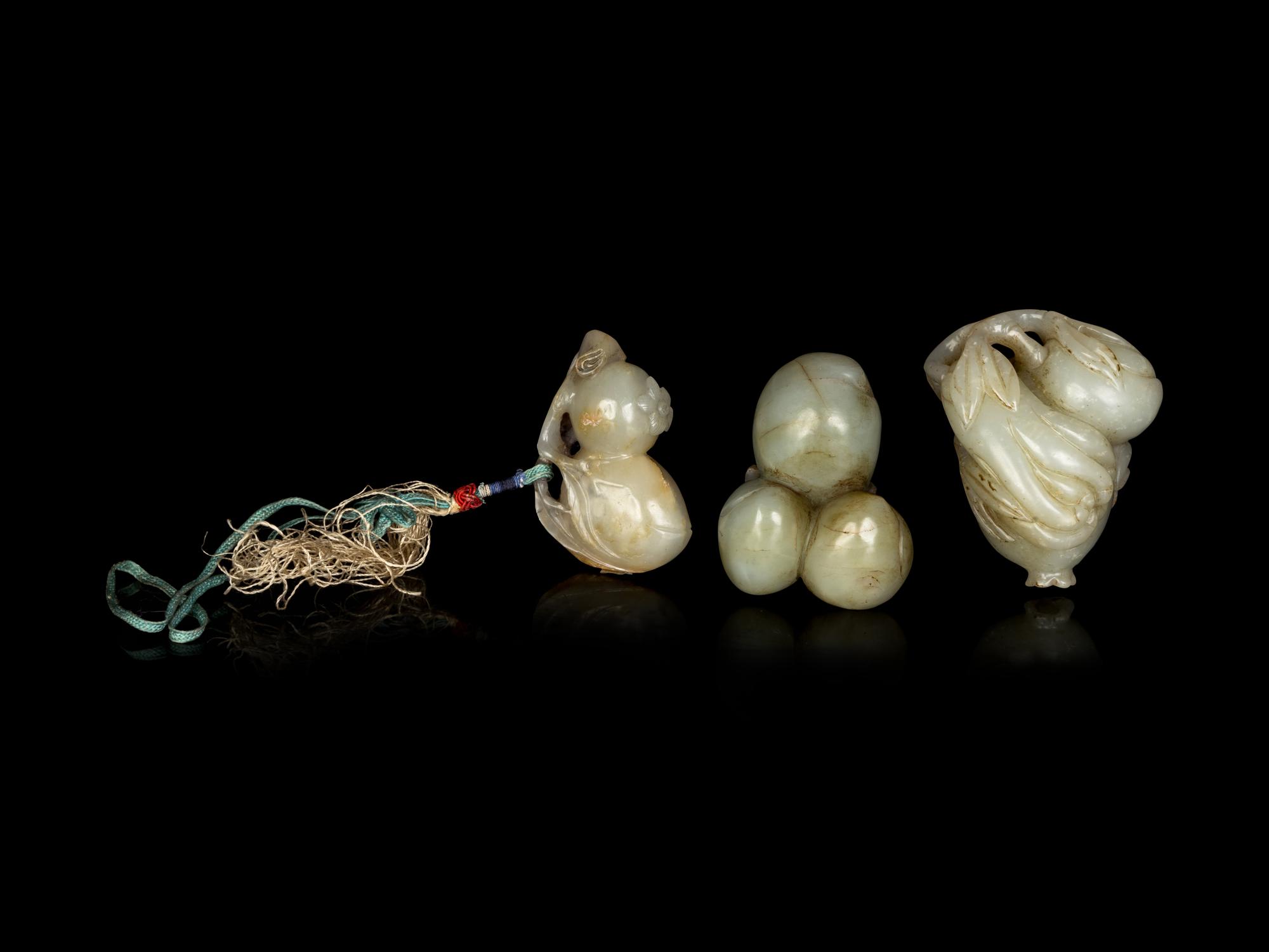 Three Chinese Jade Carvings of Fruits