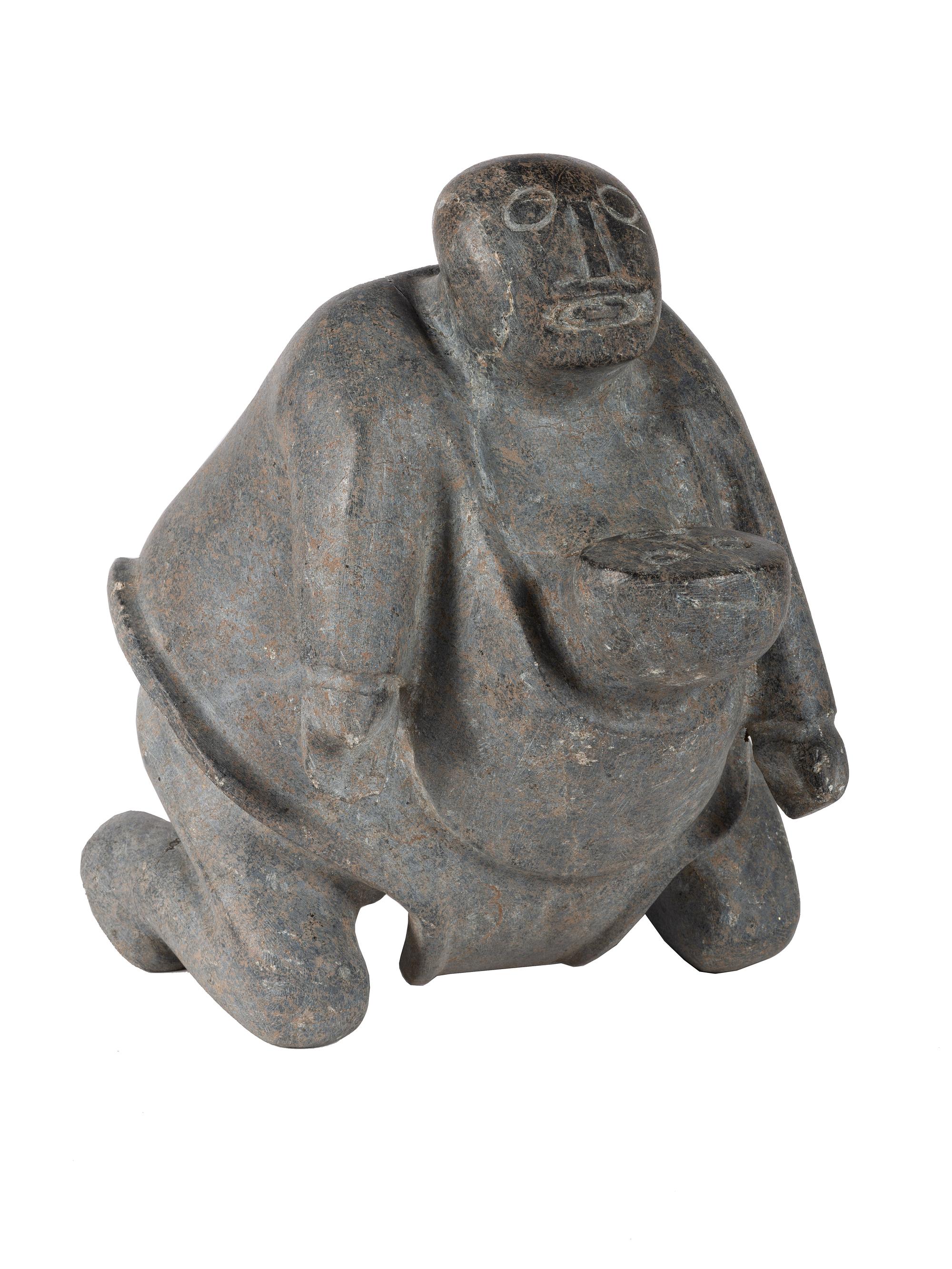 Inuit Soapstone Sculpture, Mother and Child