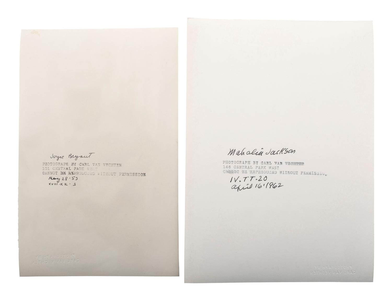 VAN VECHTEN, Carl (1880-1964). A group of 4 silver gelatin prints, comprising: