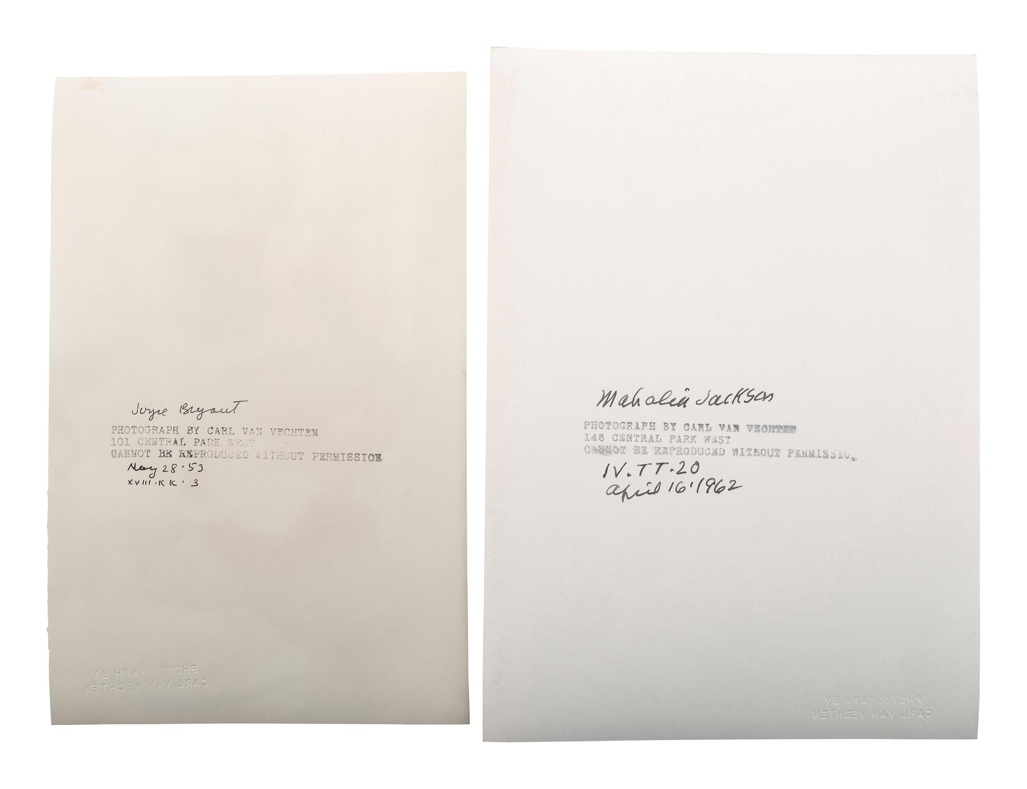 VAN VECHTEN, Carl (1880-1964). A group of 4 silver gelatin prints, comprising: