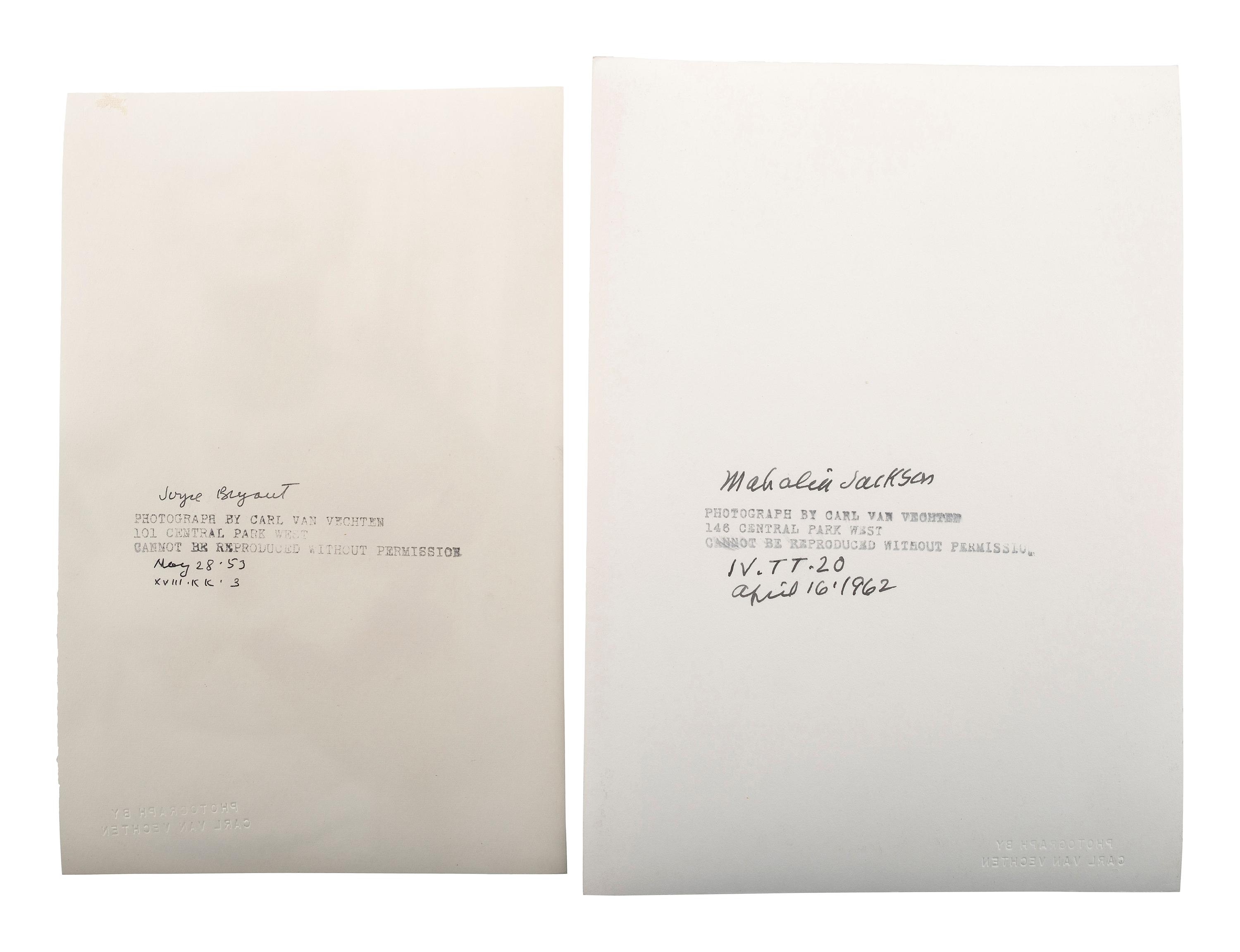 VAN VECHTEN, Carl (1880-1964). A group of 4 silver gelatin prints, comprising: