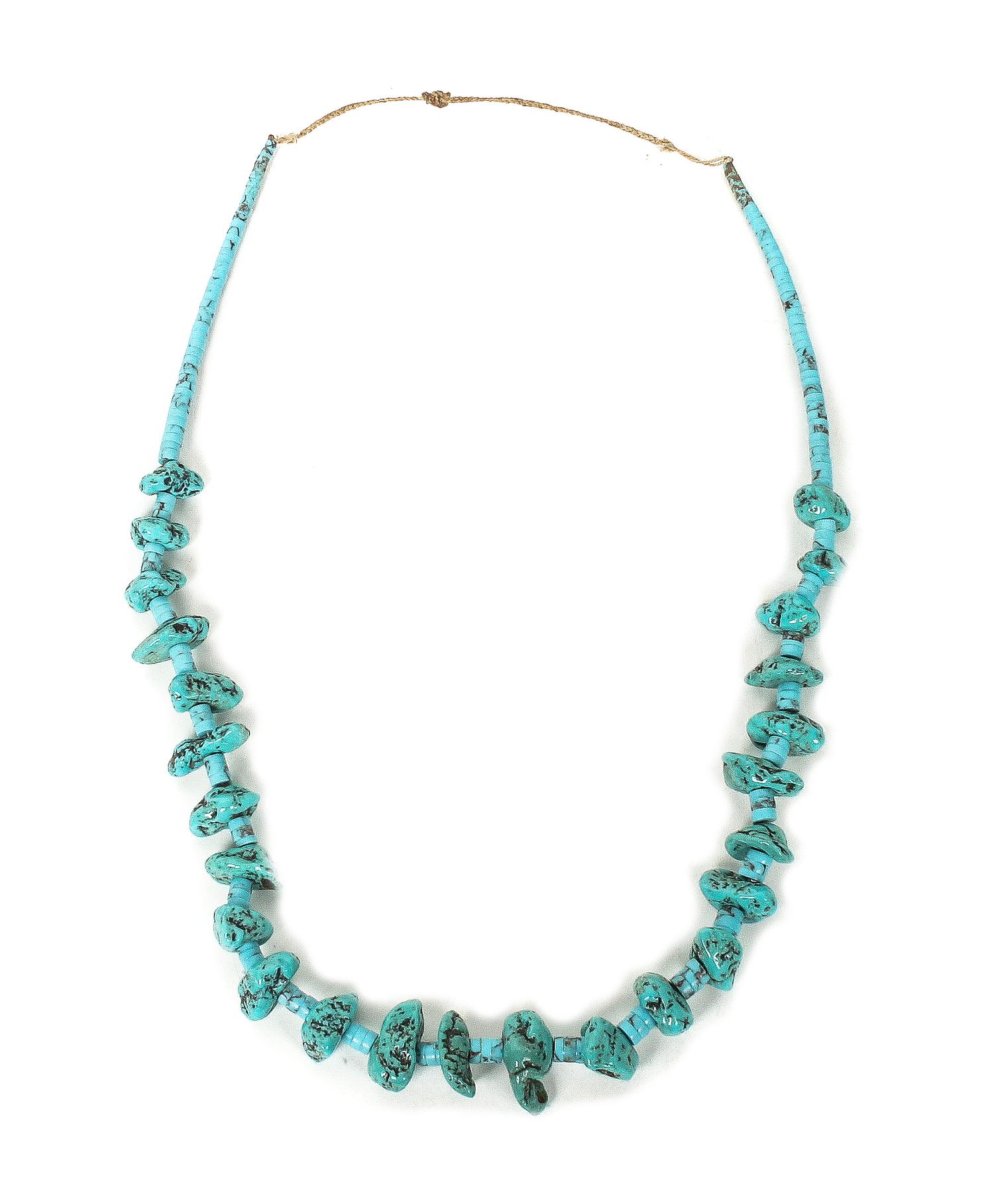 A Santo Domingo Turquoise Nugget and Heishi Necklace Length 28 inches.