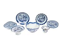 A Group of Canton Blue and White Porcelain Articles