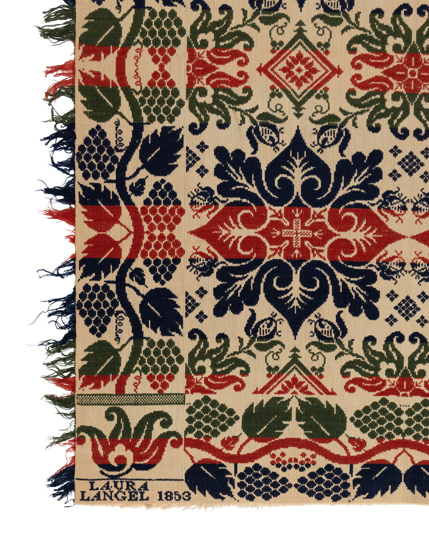 Two Cotton and Wool Jacquard Coverlets