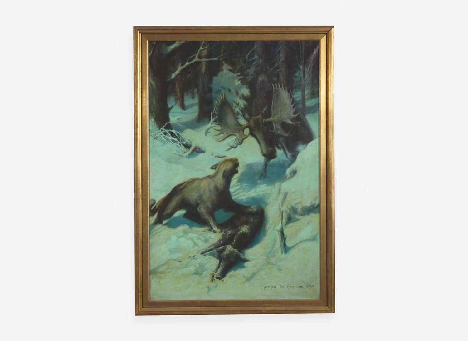 Charles de Feo (American, 1892–1978) - Mountain Lion Attacking a Moose