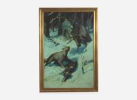 Charles de Feo (American, 1892–1978) - Mountain Lion Attacking a Moose