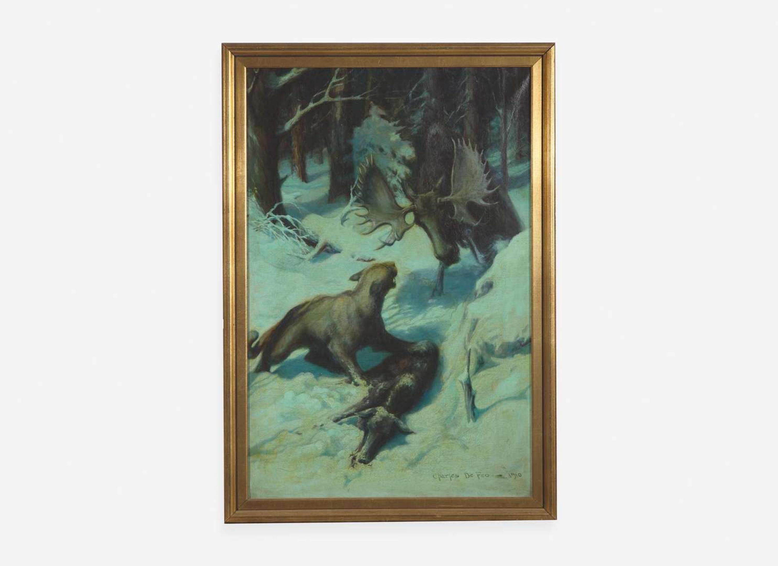 Charles de Feo (American, 1892–1978) - Mountain Lion Attacking a Moose