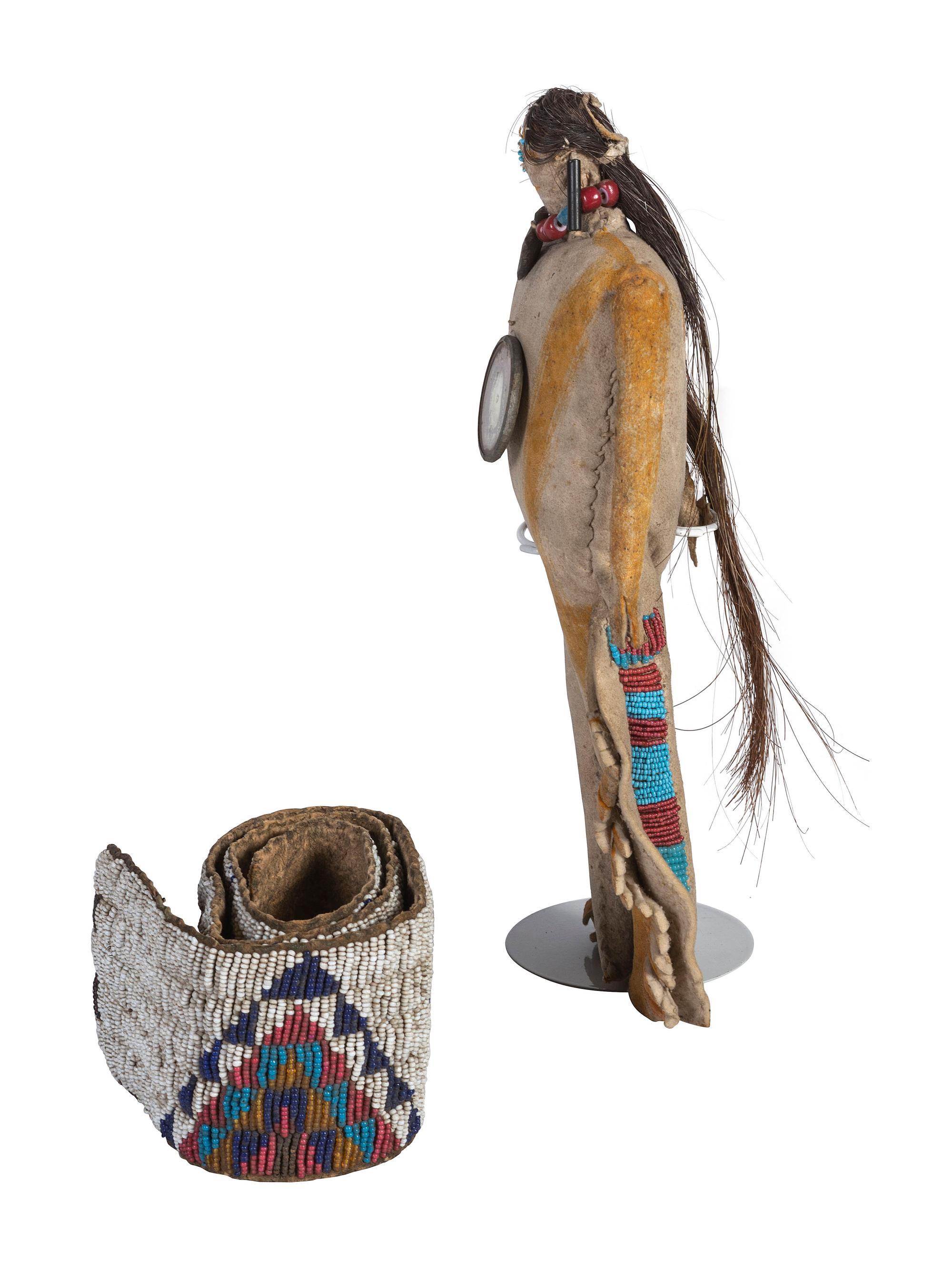 Sioux Beaded Hide Legging Strip and Southern Plains Doll