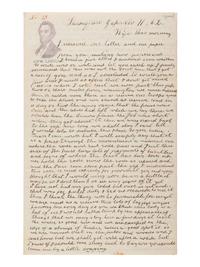 [LINCOLNIANA]. War-date soldier's lettersheet featuring "Ab'm Lincoln" bust portrait in purple.