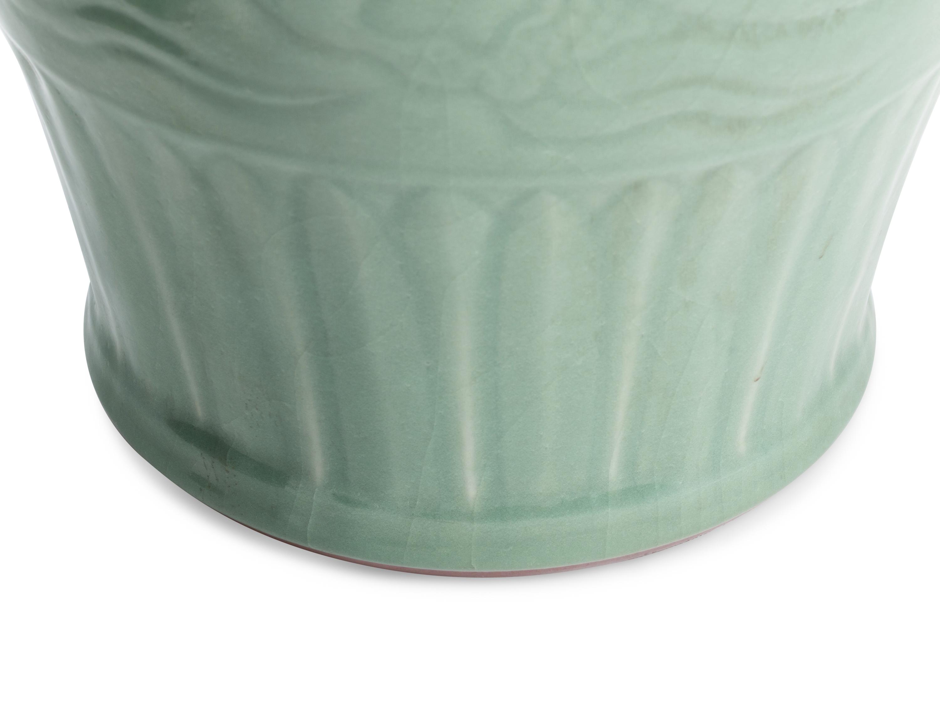 A Pair of Chinese Celadon-Glazed Porcelain Jars
