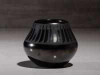Blackware Pottery Jar, with Gunmetal Finish June 1962