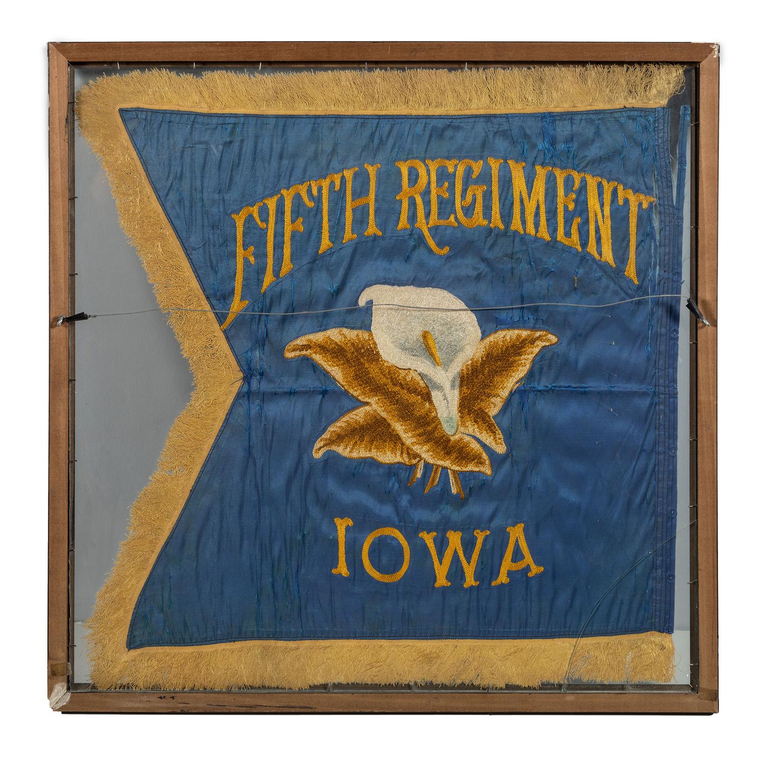 [CIVIL WAR]. Fifth Iowa Infantry or Cavalry regimental flag, possibly a commemorative post-war example.