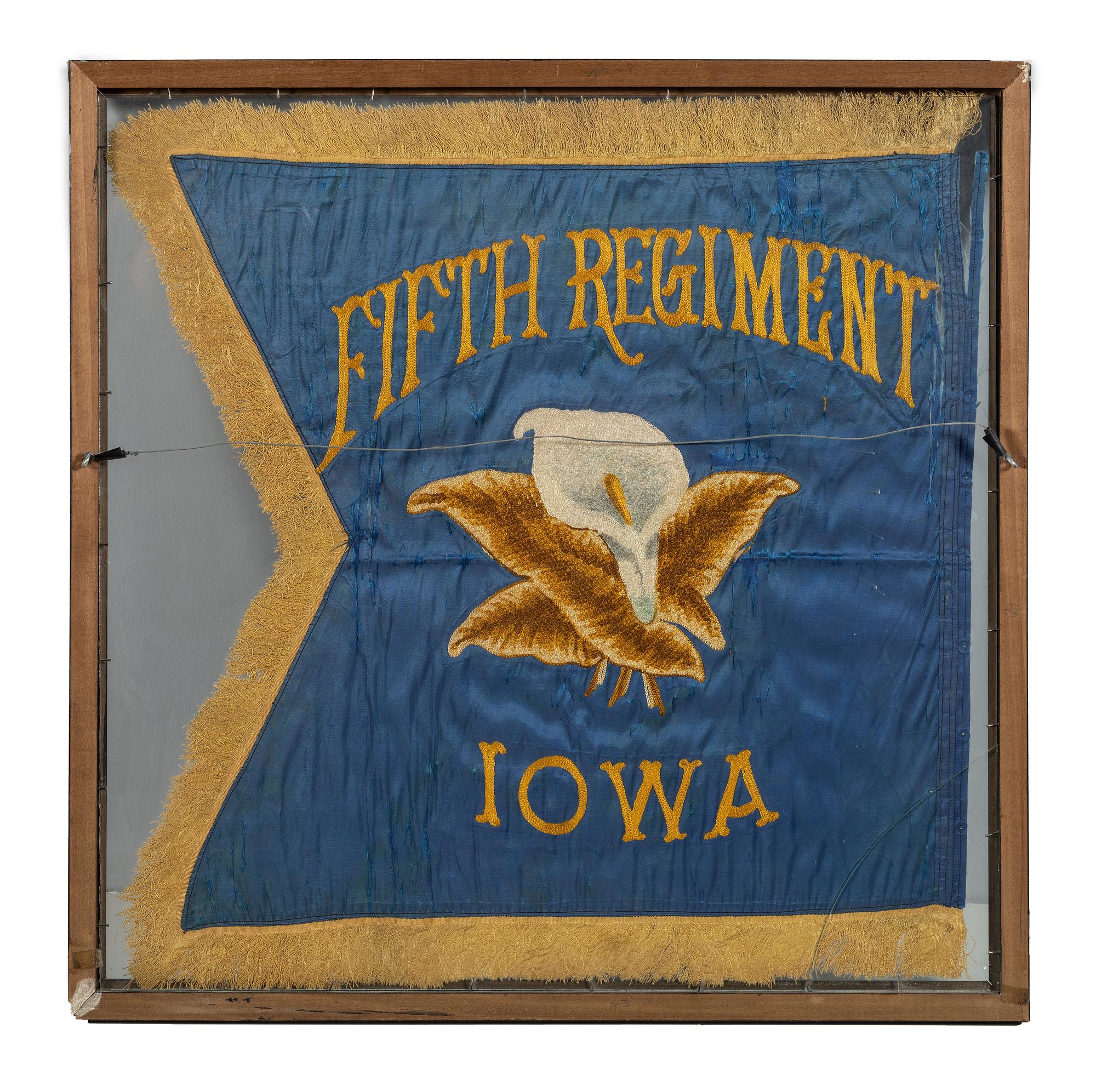 [CIVIL WAR]. Fifth Iowa Infantry or Cavalry regimental flag, possibly a commemorative post-war example.