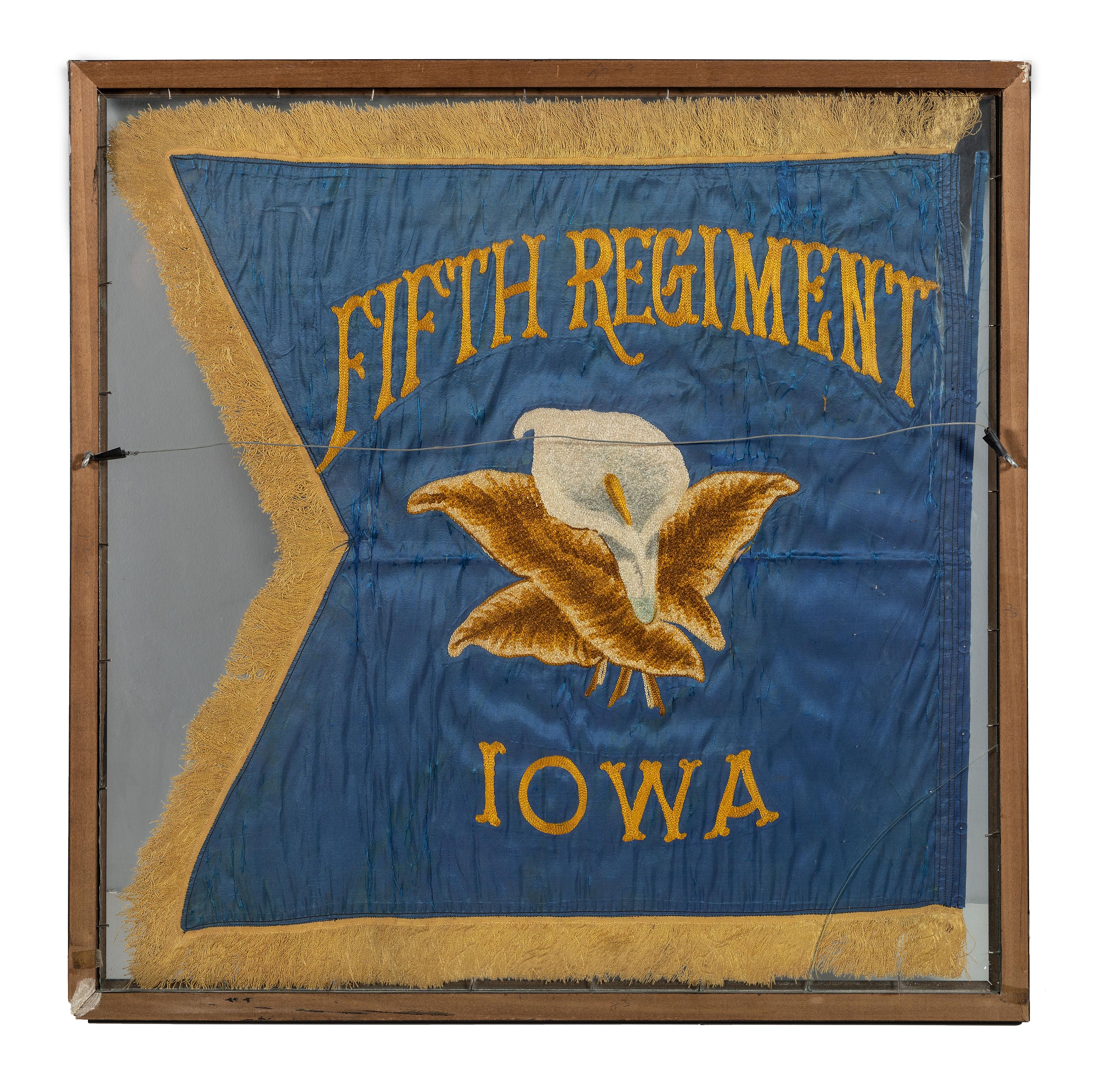 [CIVIL WAR]. Fifth Iowa Infantry or Cavalry regimental flag, possibly a commemorative post-war example.