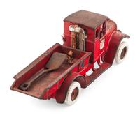 Two Arcade Cast Iron Flat Bed Trucks