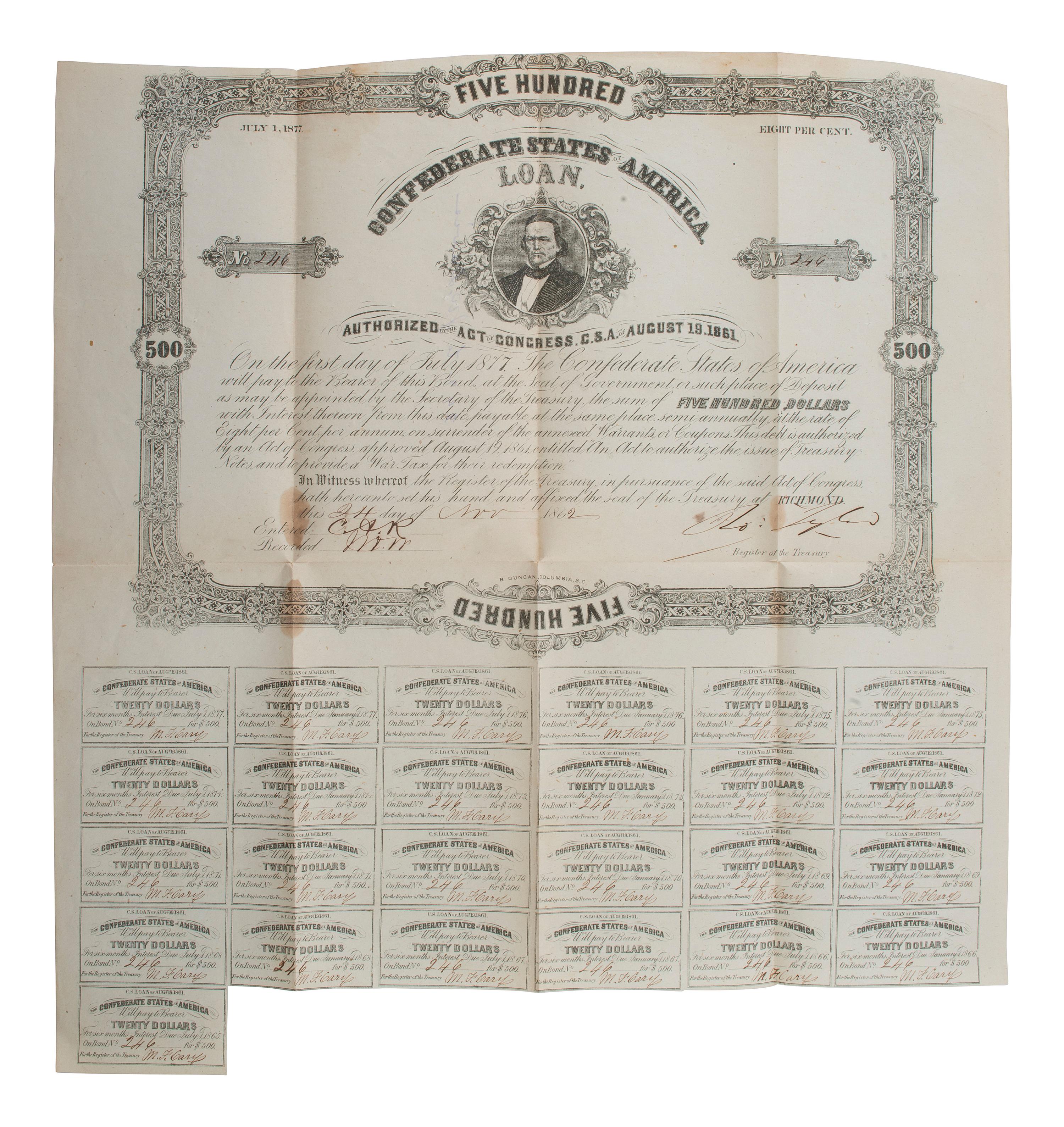 [CIVIL WAR]. Union soldier's letter written on captured Confederate stationery by Frederick C. Hale, Company F, 118th New York Infantry, with Confederate bonds. Richmond, 16 April 1865.