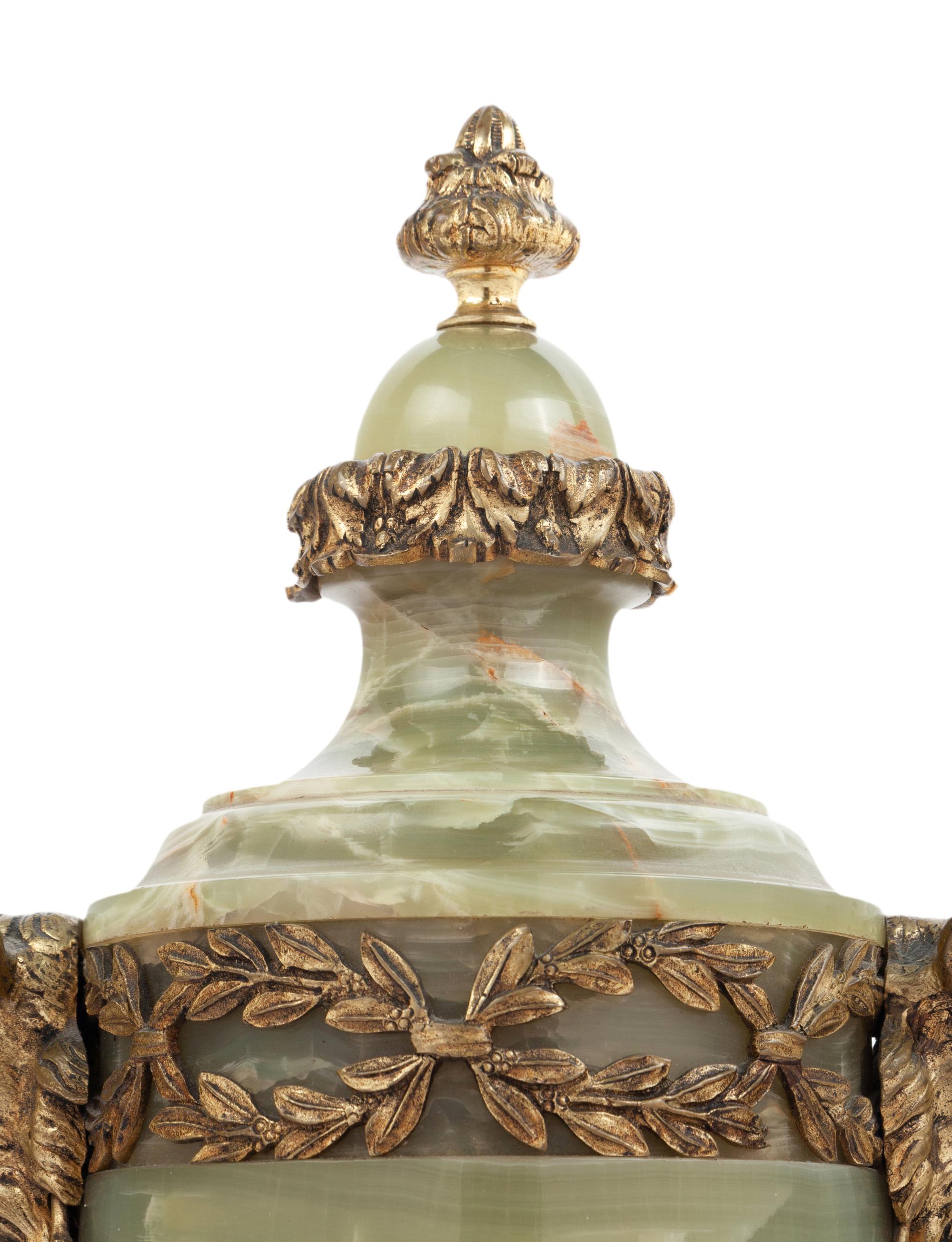 A Gilt Metal Mounted Onyx Urn