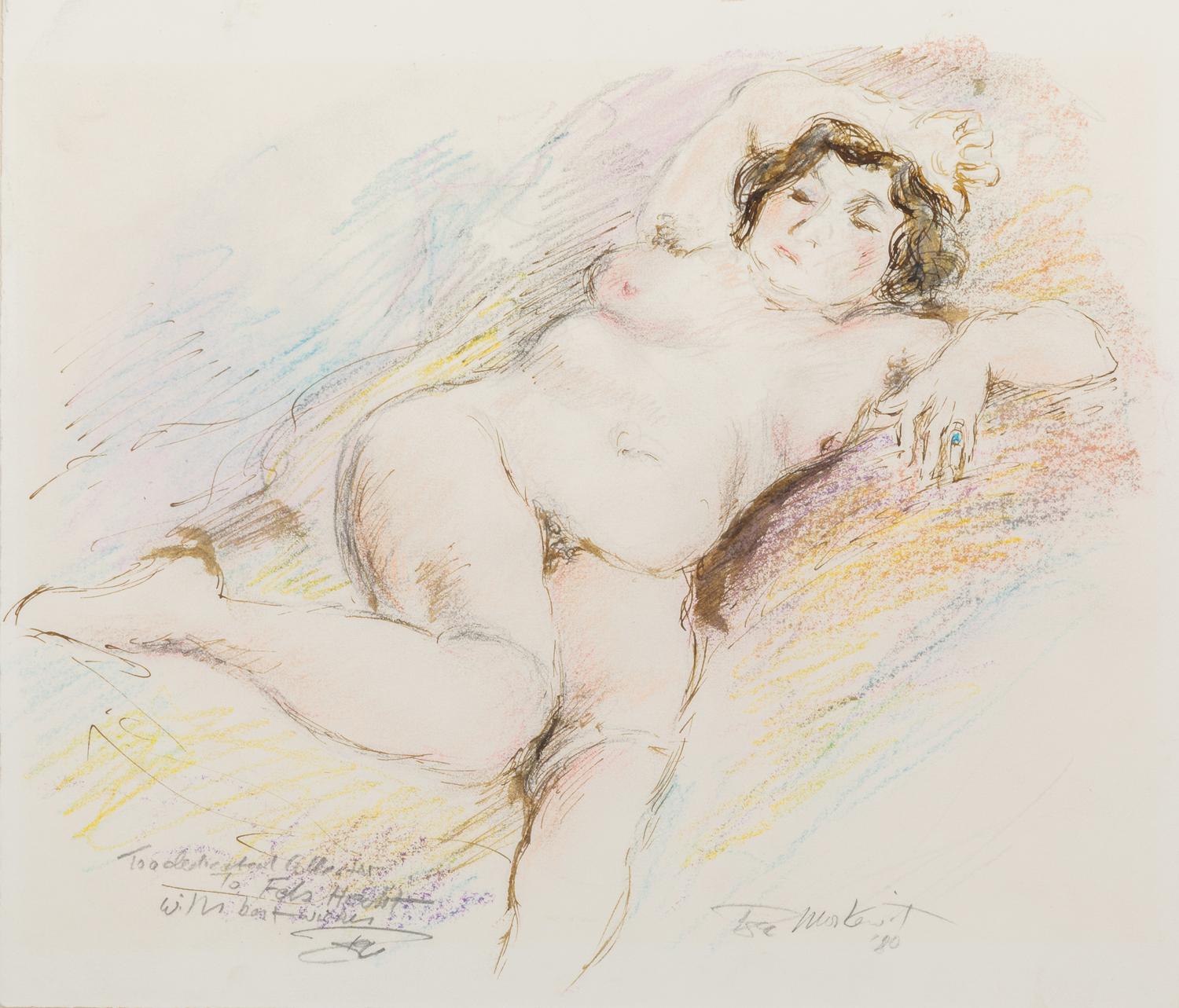 Ira Moskowitz, (American, 1912-2001), Reclining Nude à la Pascin, 1980