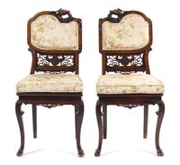 A French Mahogany Japonesque Parlor Suite Height of chairs 33 1/2 inches. — PERRET ET VIBERT, PARIS, LATE 19TH CENTURY