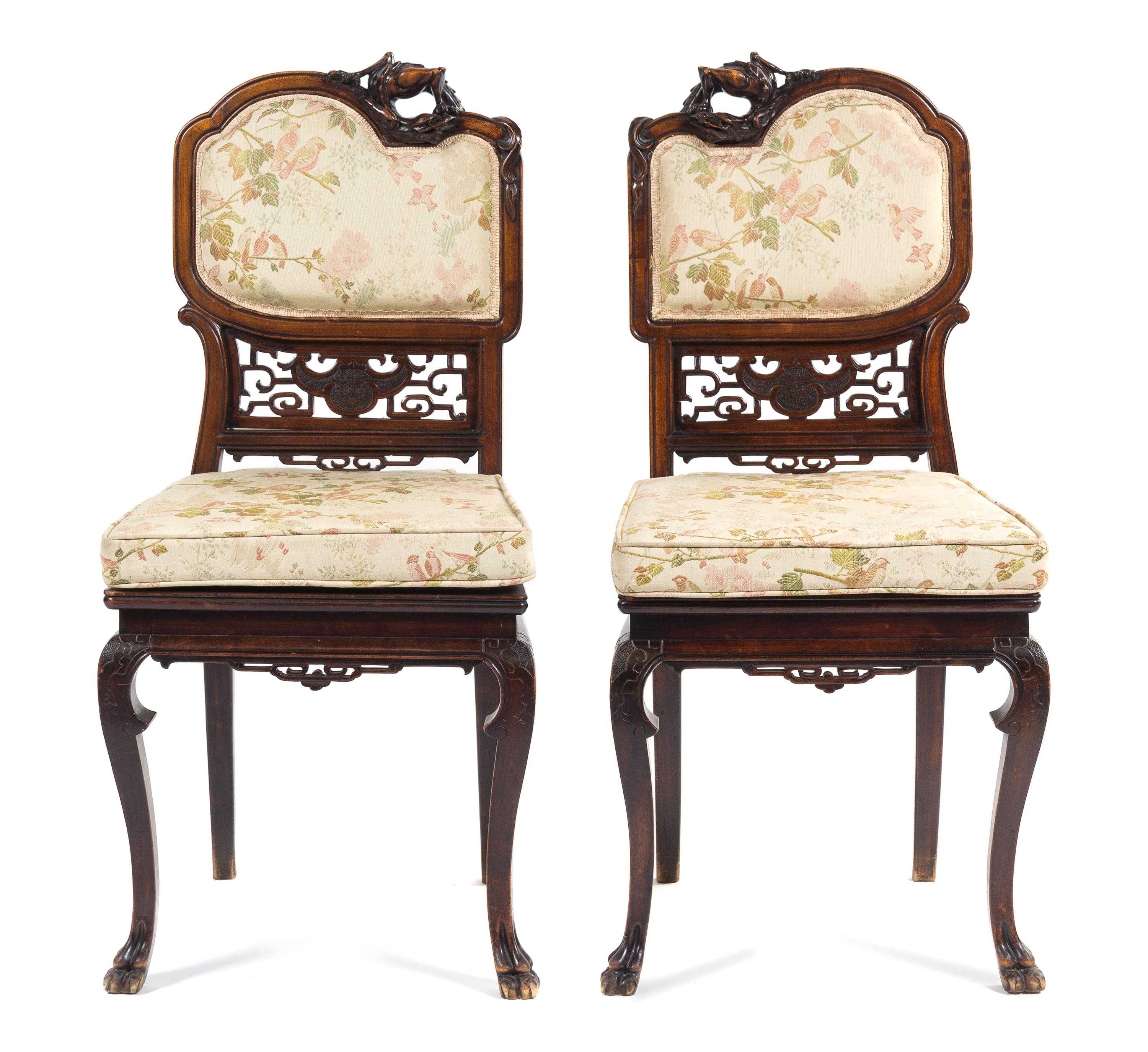 A French Mahogany Japonesque Parlor Suite Height of chairs 33 1/2 inches. — PERRET ET VIBERT, PARIS, LATE 19TH CENTURY