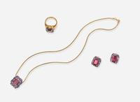 An Iolite and Garnet Jewelry Suite