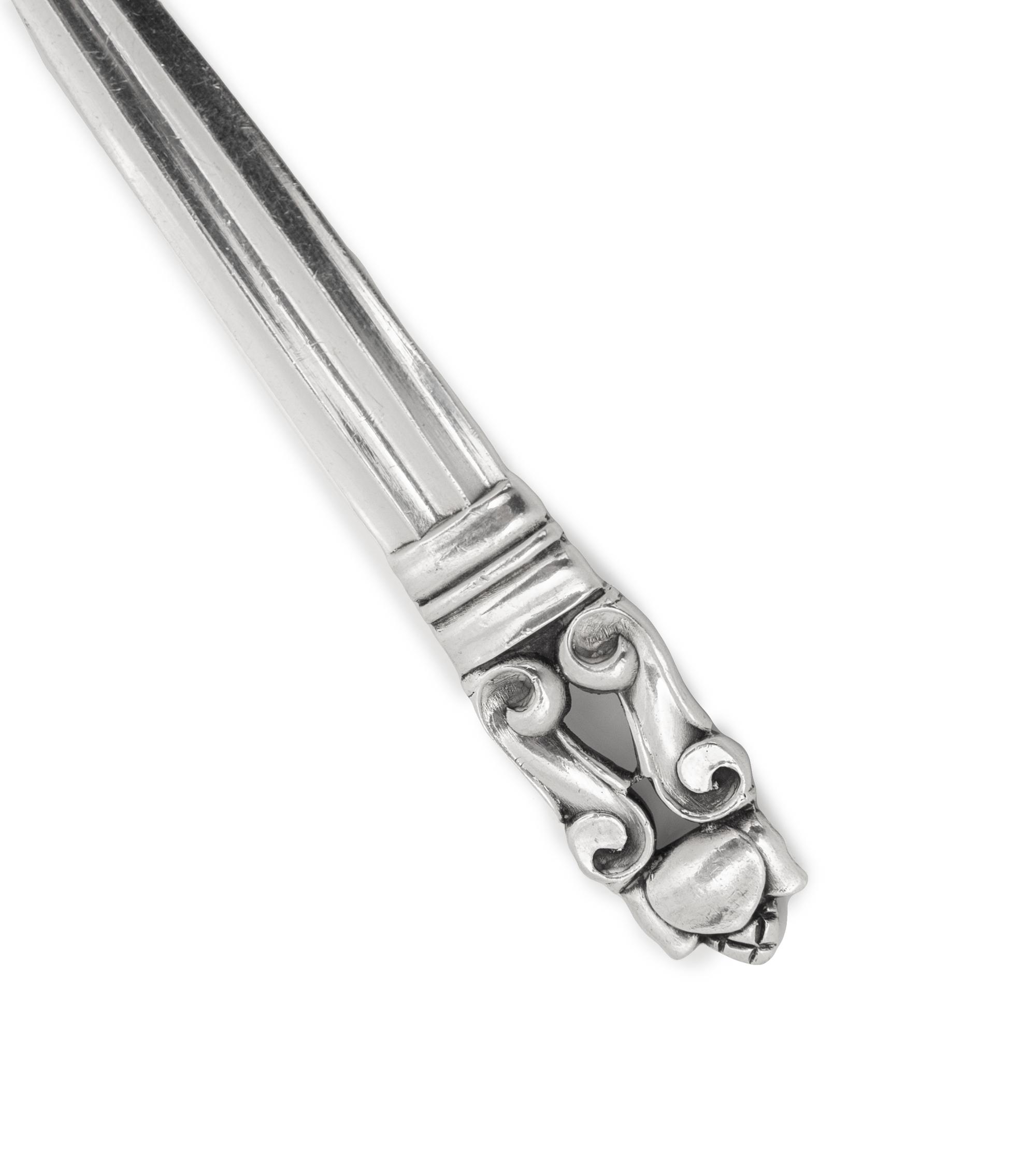 A Set of Six Georg Jensen Acorn Silver Grapefruit Spoons