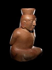 A Large Moche Terracotta Vessel Depicting a Bound Captive