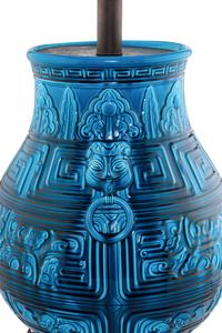 An Archaic Style Turquoise-Glazed Pottery Vase Mounted as a Lamp