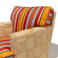 John Hutton for Donghia c. 1990 — Block Island Rattan Club Chairs, and Ottoman Donghia Furniture