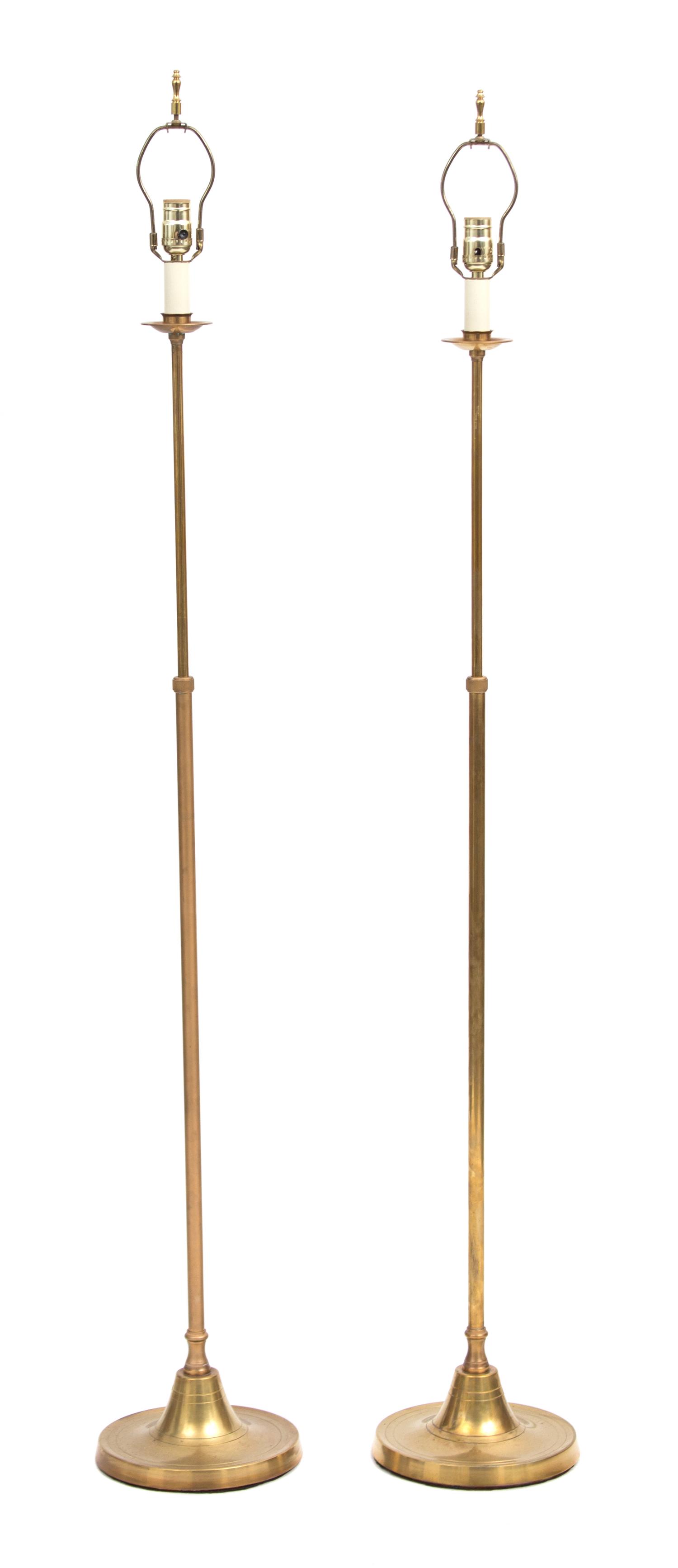 A Pair of Brass Floor Lamps Height 62 inches. — 20TH CENTURY