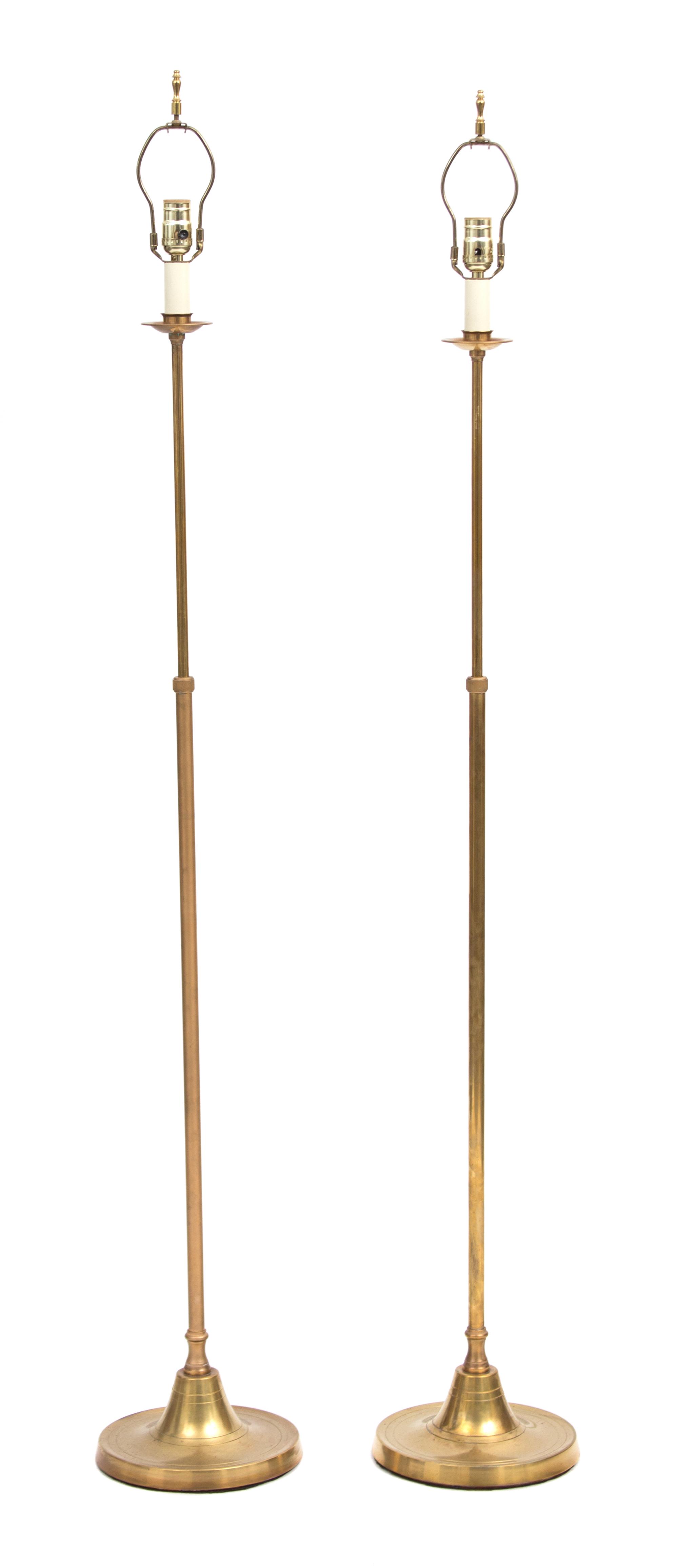 A Pair of Brass Floor Lamps Height 62 inches. — 20TH CENTURY