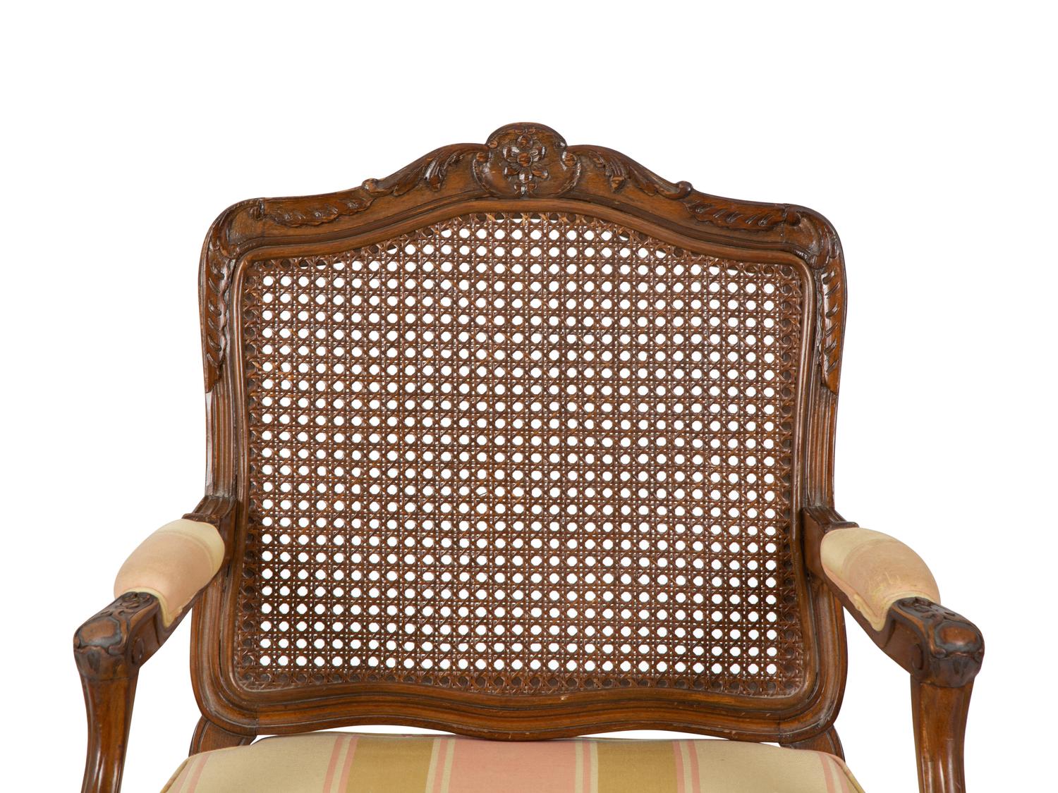 A Louis XV Style Carved Mahogany Cane Seat and Back Fauteuil — 20TH CENTURY