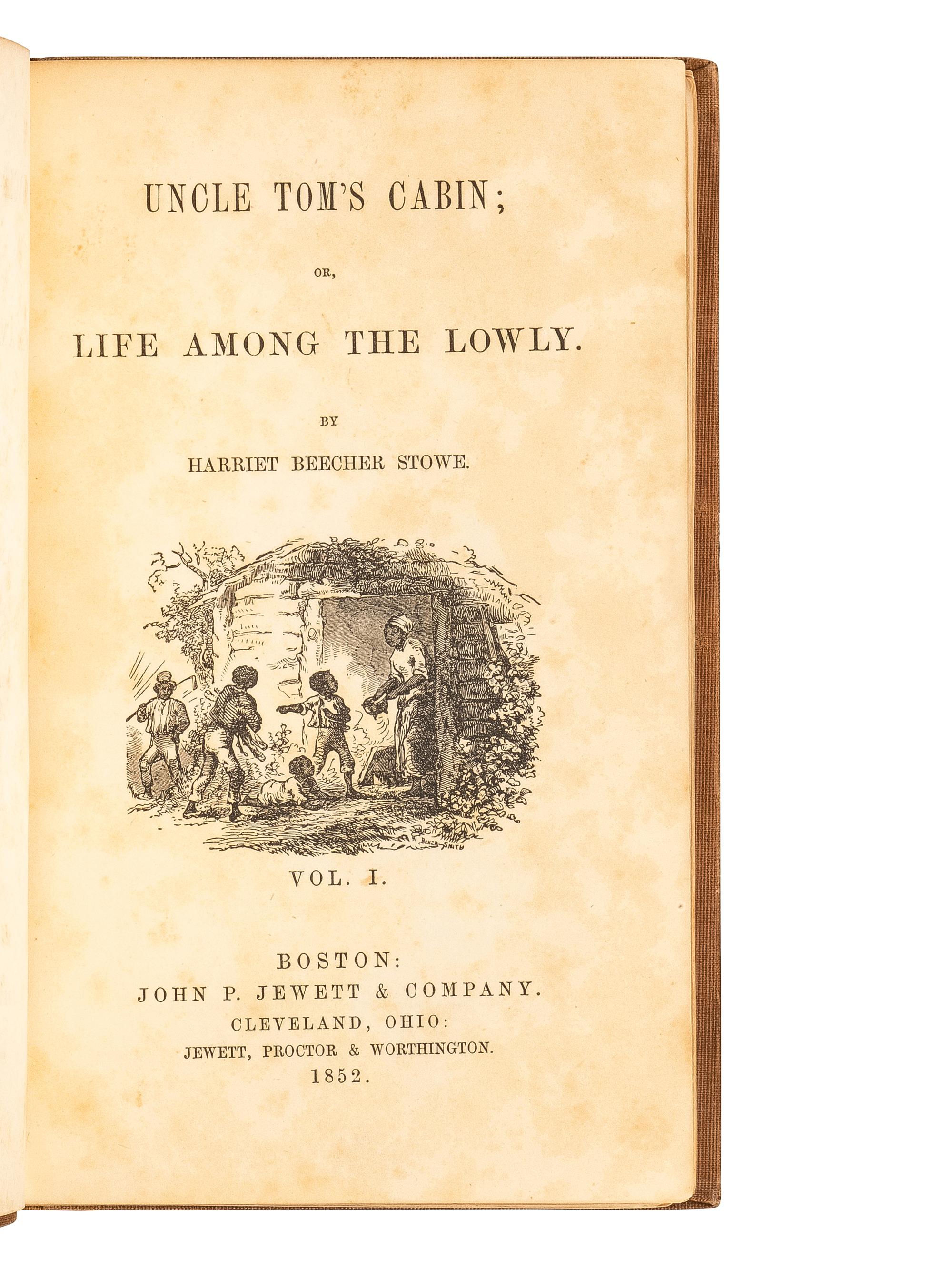 [AFRICAN AMERICANA - SLAVERY & ABOLITION]. STOWE, Harriet Beecher (1811-1896). Uncle Tom's Cabin . Boston and Cleveland: John P. Jewett & Company, Jewett Proctor & Worthington, 1852.