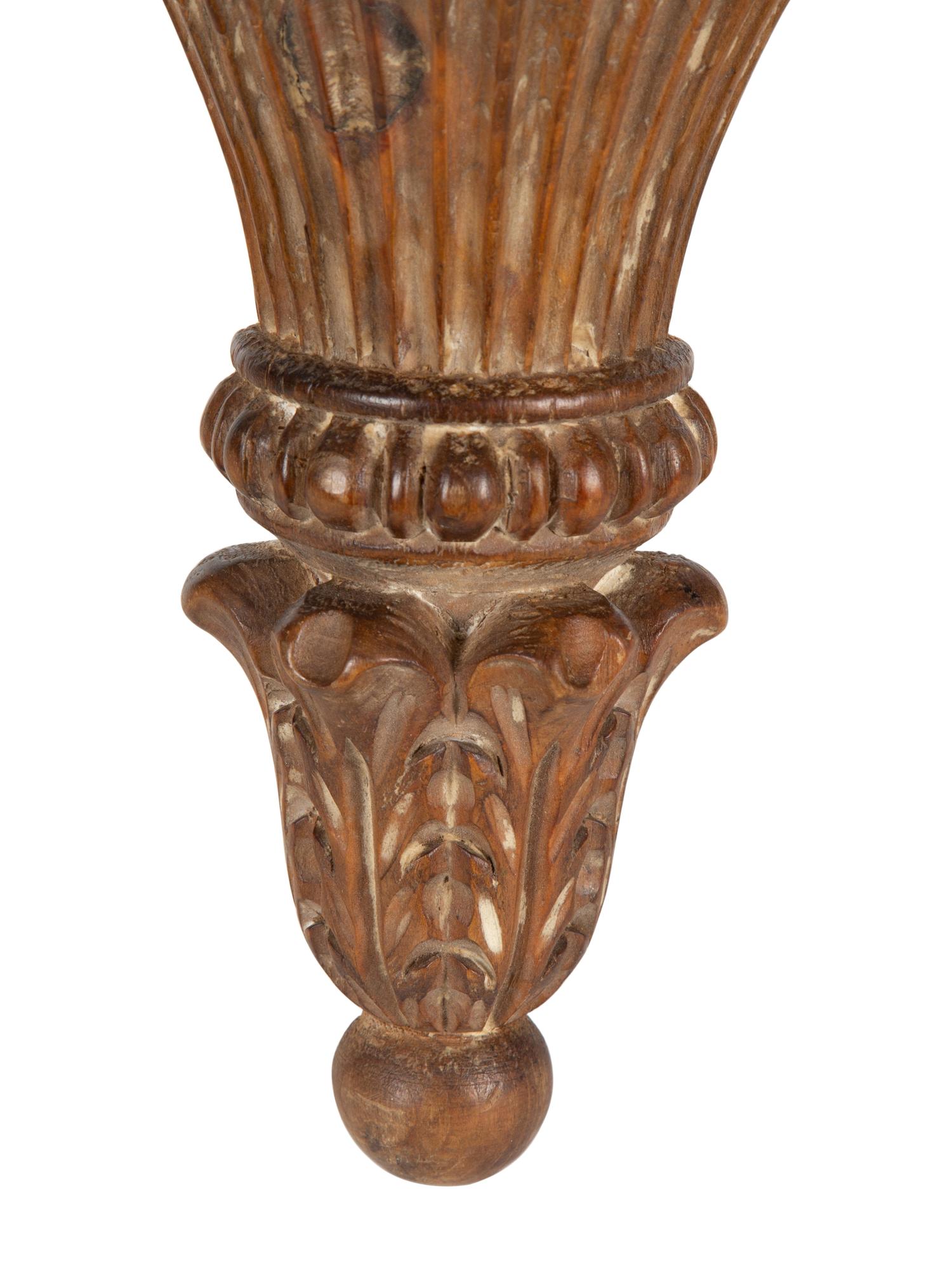 A Pair of Louis XVI Style Carved Wood Wall Brackets