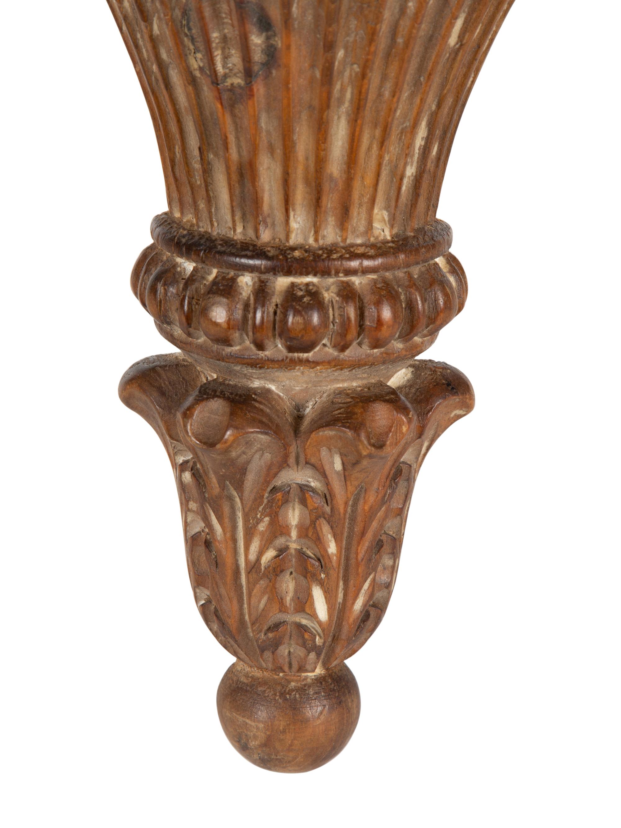 A Pair of Louis XVI Style Carved Wood Wall Brackets