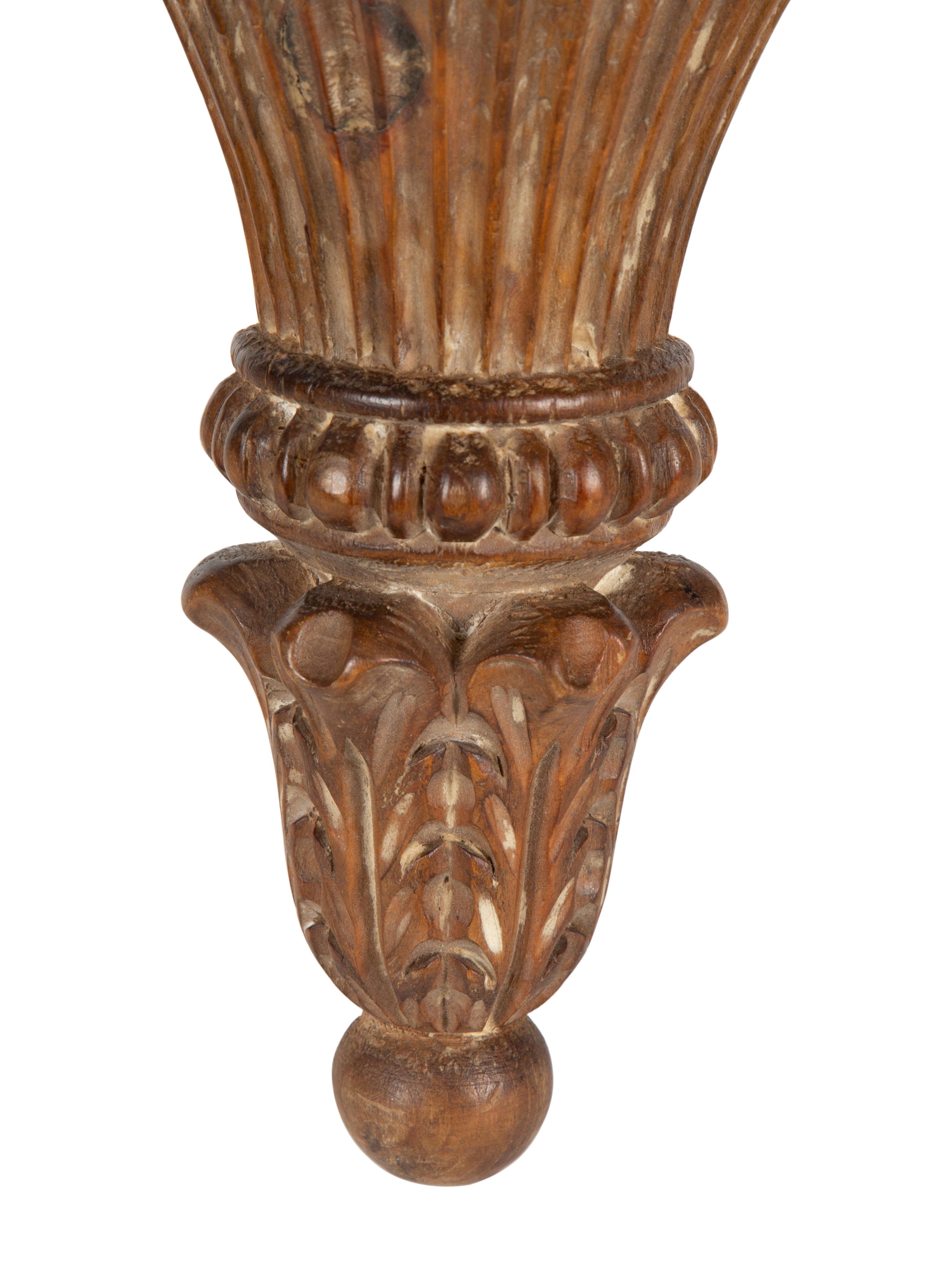 A Pair of Louis XVI Style Carved Wood Wall Brackets