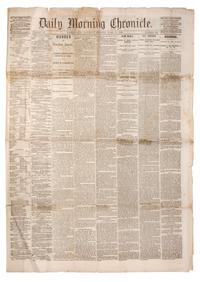 [LINCOLN ASSASSINATION]. Daily Morning Chronicle . Vol. III, Number 140. Washington, [D.C.], Saturday Morning, April 15, 1865.
