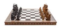 An Ivorine Inlaid Chess Set Width of case 26 3/4 inches. — LATE 19TH CENTURY