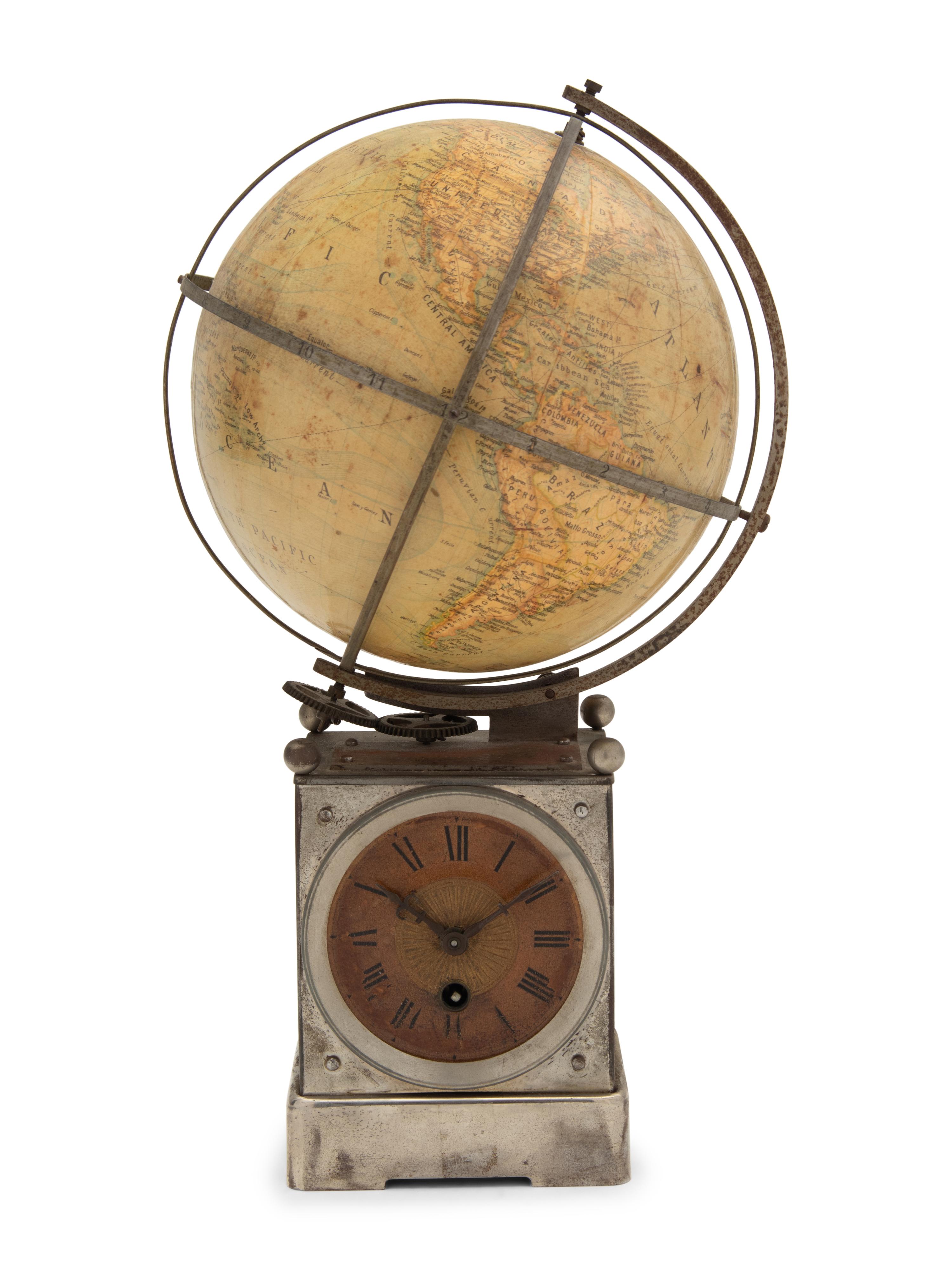 An American Globe Mounted Mantel Clock