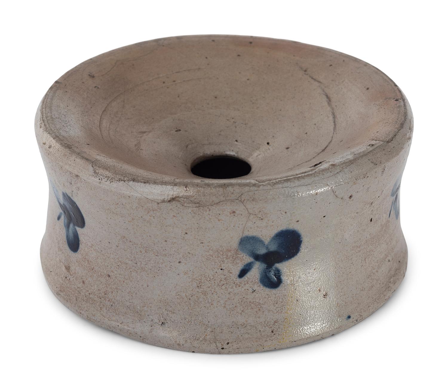 A Cobalt Decorated Stoneware Milk Pan and Spittoon