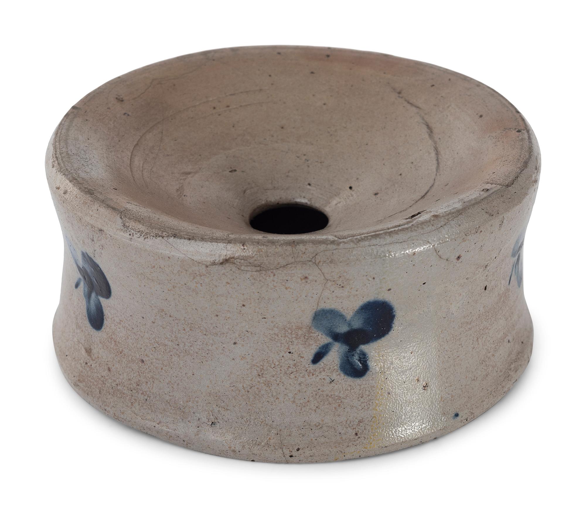 A Cobalt Decorated Stoneware Milk Pan and Spittoon