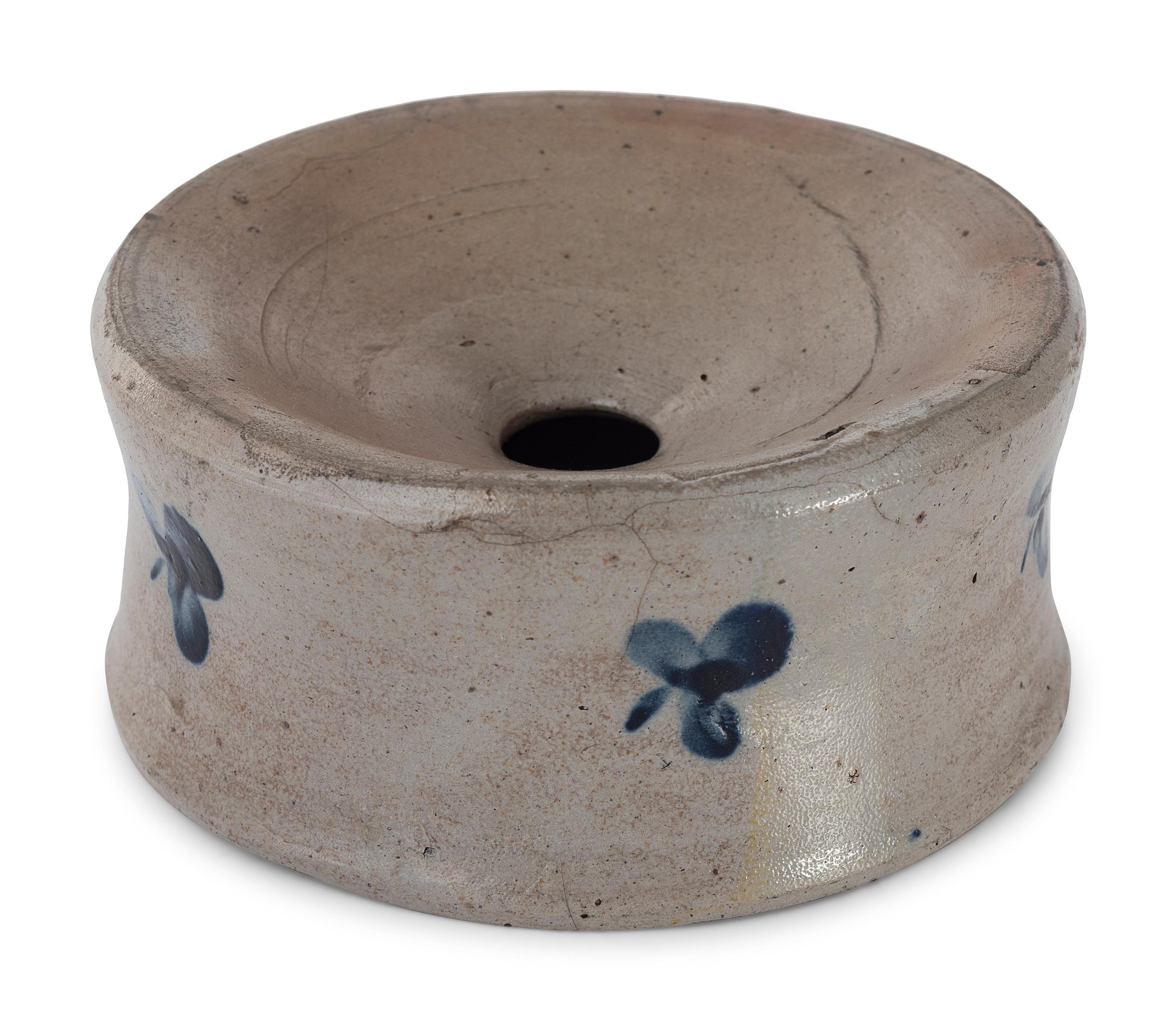 A Cobalt Decorated Stoneware Milk Pan and Spittoon