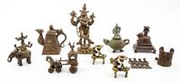 A Collection of Bronze and Cast Metal Articles Height of first 4 inches.