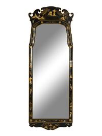 A Queen Anne Style Black-Japanned Pier Mirror