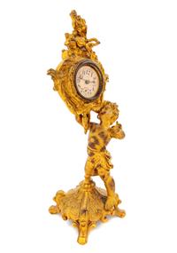 A Louis XV Style Gilt Metal Mantel Clock