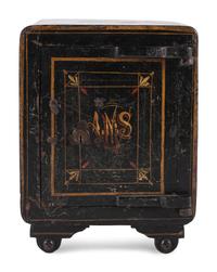 A Paint Decorated Miniature Iron Safe