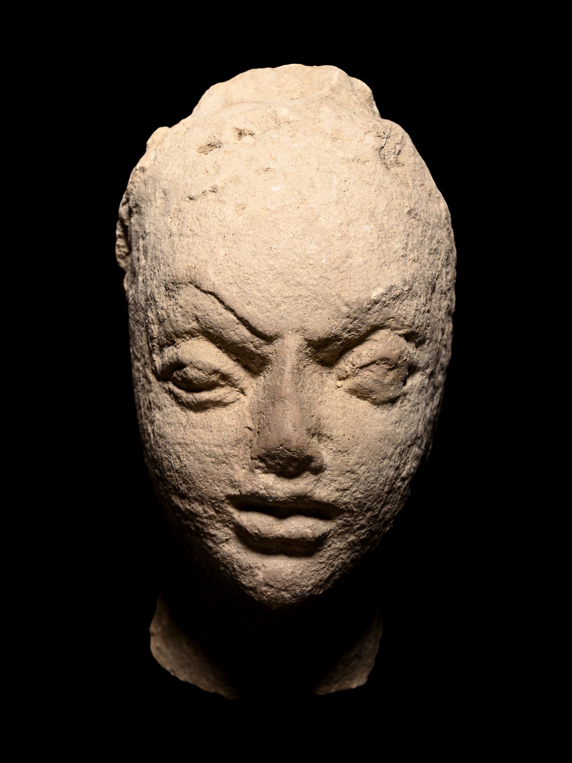 Two Gandharan Fragmentary Stucco Heads